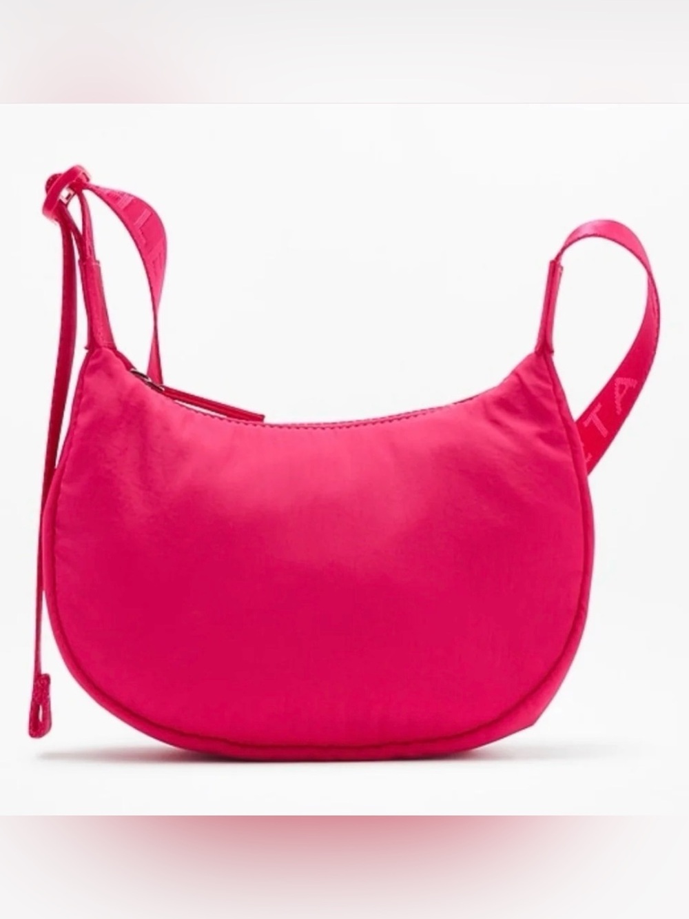 Athleta All About Mini Crescent Bag Dahlia Hot Pink with Adjustable Strap
